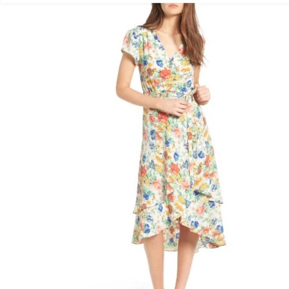 WAYF Oleander Wrap Midi Dress - Picture 1 of 6